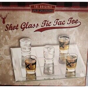 Limited Edition Tic Tac Toe Shot Glass Set Adult Game Barware Set 2 Player / Box